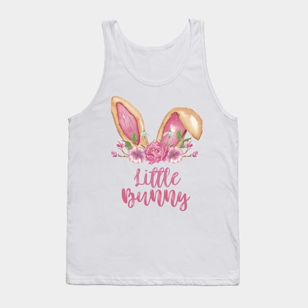 Little Bunny - Easter Bunny Ears with Pink Flowers Tank Top by Patty Bee Shop